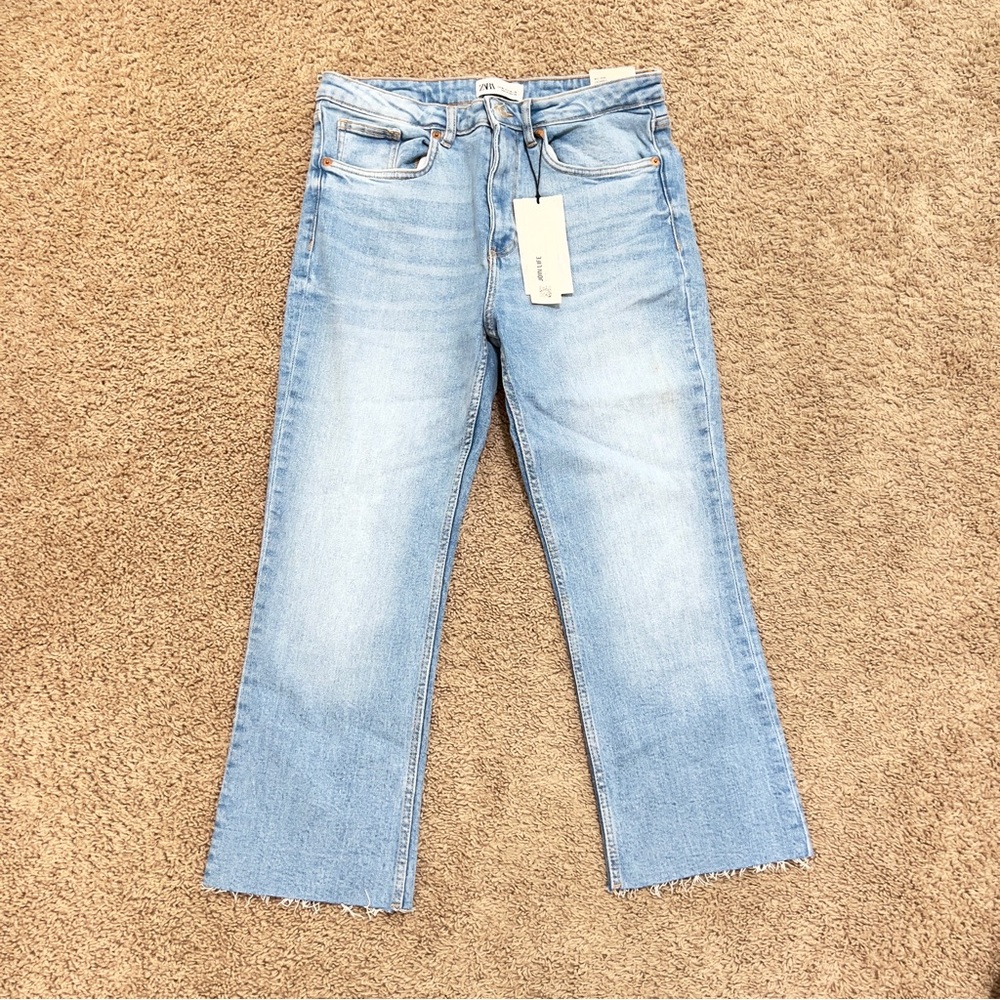 NWT Zara high waisted cropped flare jeans